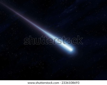 Close up of a large meteor in the night sky. Falling meteorite isolated. Bright fireball at night.