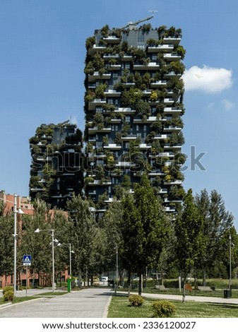 The Bosco Verticale (Vertical Forest), a complex of two residential skyscrapers located in the Porta Nuova district of Milan, Italy