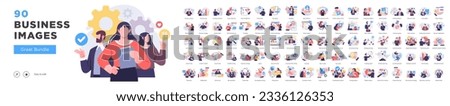 Business Concept illustrations. Mega set. Collection of scenes with men and women taking part in business activities. Vector illustration Royalty-Free Stock Photo #2336126353