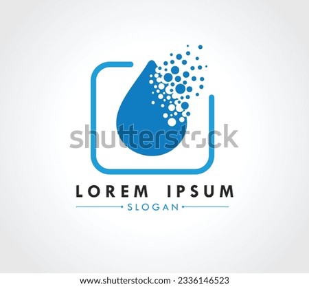 Drop water logo design dispersing concept. Vector Illustrator Royalty-Free Stock Photo #2336146523