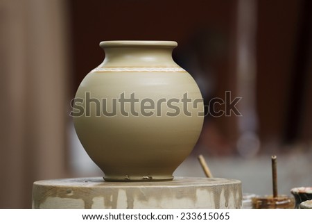 Picture of raw clay vase in traditional rural style 