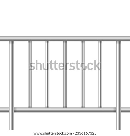 Realistic Detailed 3d Metal Fence Section Isolated on a White Background Concept of Barrier. Vector illustration Royalty-Free Stock Photo #2336167325