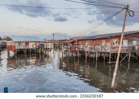 Tanjung Aru water village near Kota Kinabalu, Sabah, Malaysia