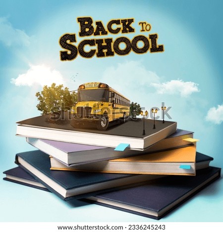 Back To School manipulation on cloudy background. Royalty-Free Stock Photo #2336245243