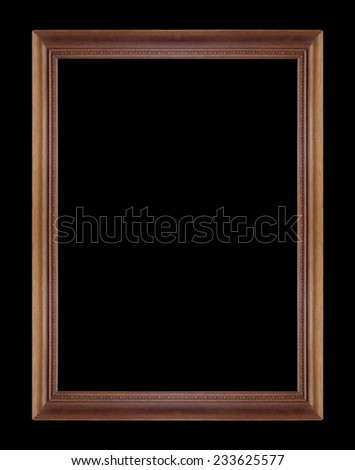 Wooden picture frames. Isolated on black background