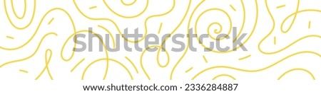 Abstract noodle pattern. Graphic spaghetti background with yellow ramen noodles. Isolated vector illustrations on white background. Royalty-Free Stock Photo #2336284887
