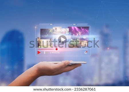 live video content online streaming marketing concept.close-up of Hands holding mobile phone Royalty-Free Stock Photo #2336287061