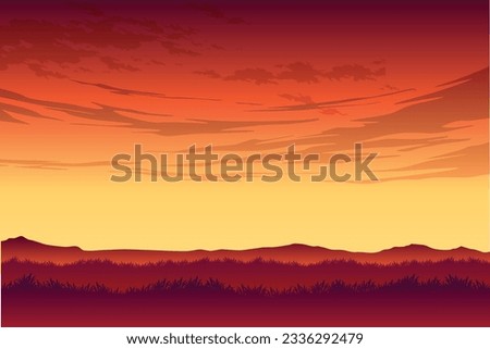 sunset landscape vector art    10