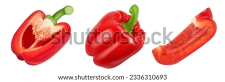 red sweet bell pepper half isolated on white background Royalty-Free Stock Photo #2336310693