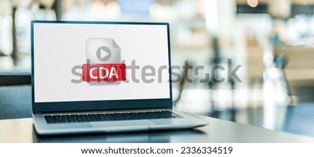 Laptop computer displaying the icon of CDA file.