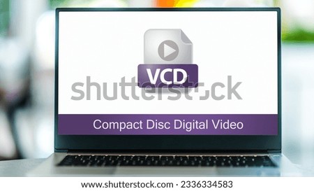 Laptop computer displaying the icon of VCD file