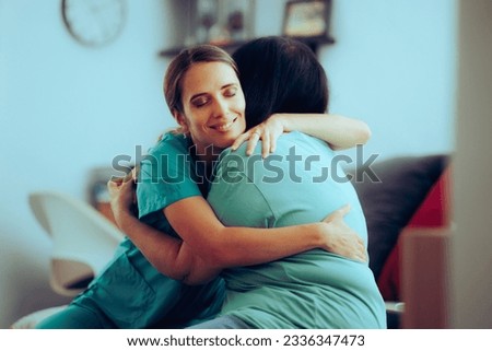 
Medical Nurse Huggins her Patient Forming a Bond. Caregiver embracing a senior woman showing affection
 Royalty-Free Stock Photo #2336347473