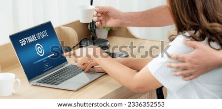 Software update on computer for modish version of device software upgrade Royalty-Free Stock Photo #2336352553