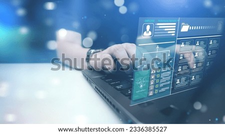 Smart AI technology system for human resource management. concept of effective person information, audit, assessment, and qualification system in organization. Royalty-Free Stock Photo #2336385527