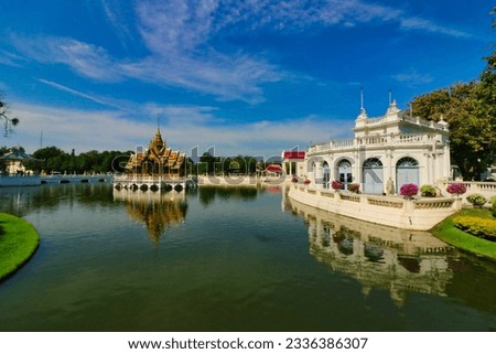 Aisawan Dhiphya-Asana Pavilion at Bang Pa Royal Palace complex of former Rama Kings of Thailand near Ayutthaya, Thailand Royalty-Free Stock Photo #2336386307