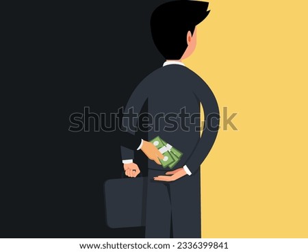 Bribery and Corruption. businessman get money bribe from behind Royalty-Free Stock Photo #2336399841