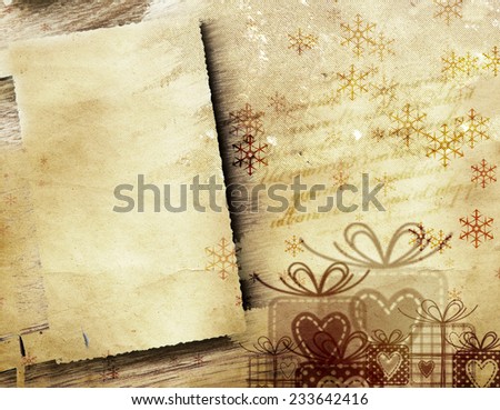 Grunge, retro Christmas background with copy space