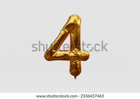 Gold Balloon Number 4 3d render 