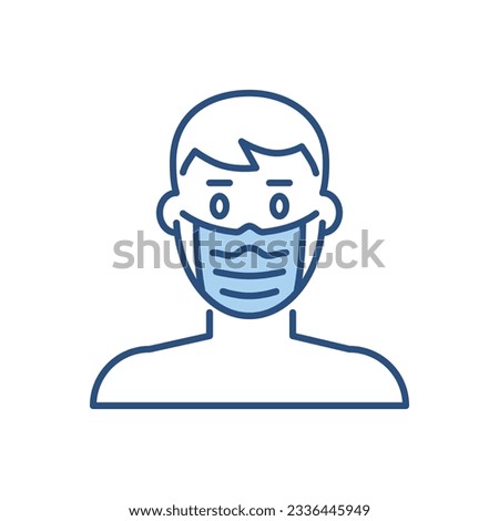 Man with medical mask related vector icon. Man with medical sign. Isolated on white background. Editable vector illustration