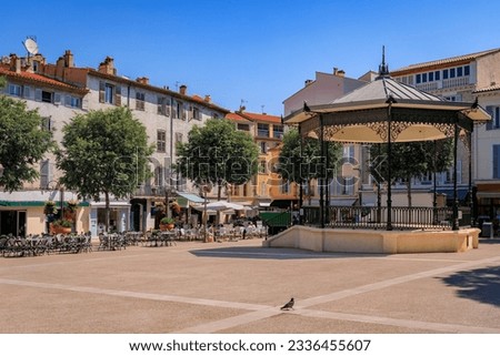 Place Nationale, one of several beautiful squares near the local provencal farmers market in the old town Antibes, South of France Royalty-Free Stock Photo #2336455607