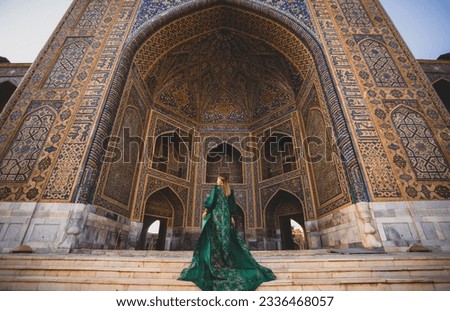 a castle entrance in a samarkand Royalty-Free Stock Photo #2336468057