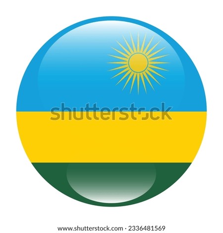The flag of Rwanda. Flag icon. Standard color. Circle icon flag. 3d illustration. Computer illustration. Digital illustration. Vector illustration.