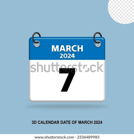 3D calendar date of March 2024