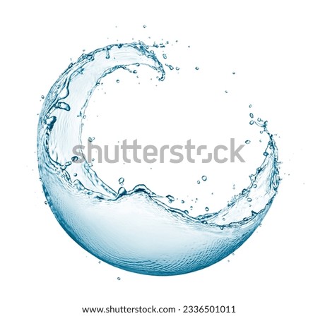Water splash in circle shape isolated on white background Royalty-Free Stock Photo #2336501011