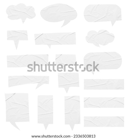 collection of speech bubbles paper stickers Adhesive tape isolated on white background, Save Clipping Paths for design work