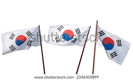 The South Korean national flag is isolated over white background