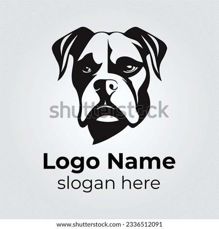 Boxer Dog Logo Abstract Vector Template Design Illustrator and dog muzzle black and white