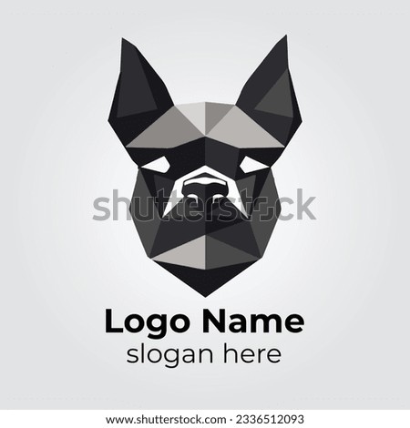 Boxer Dog Logo Abstract Vector Template Design Illustrator and dog muzzle black and white