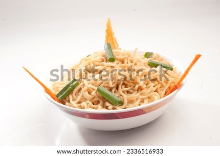 Plain frier noodle. Is a popular Chinese-Japanese delicacy all over Japanese. Arabic, Chinese cuisine pictures, isolated on White background.
