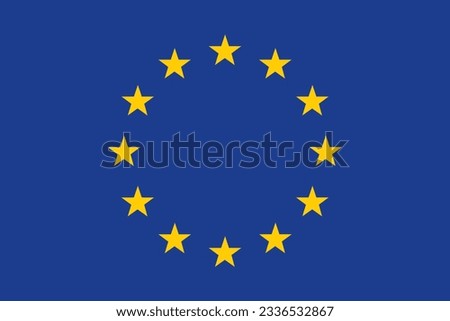 Flag of the European Union. Standard color. Standard size. A rectangular flag. Icon design. Computer illustration. Digital illustration. Vector illustration. Royalty-Free Stock Photo #2336532867