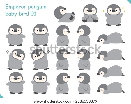 Penguin cartoon character set. Cute animal vector illustration. Royalty-Free Stock Photo #2336533379
