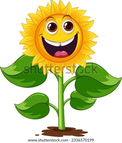 Sunflower plant cartoon isolated illustration