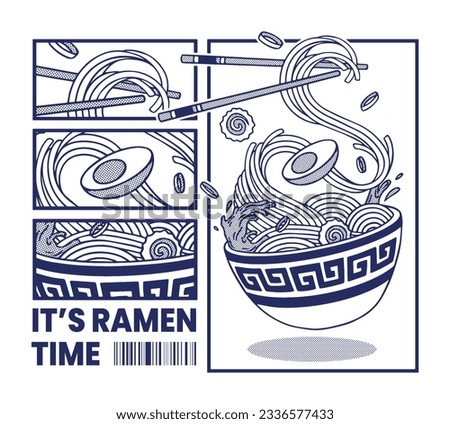 Japanese Ramen illustration t shirt design Royalty-Free Stock Photo #2336577433