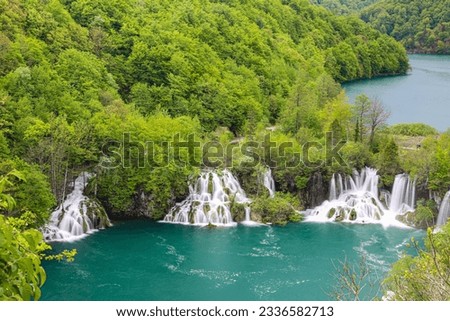 Plitvice lakes croatia with waterfalls