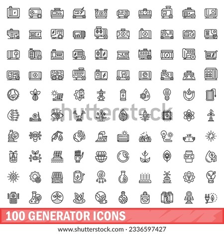 100 generator icons set. Outline illustration of 100 generator icons vector set isolated on white background