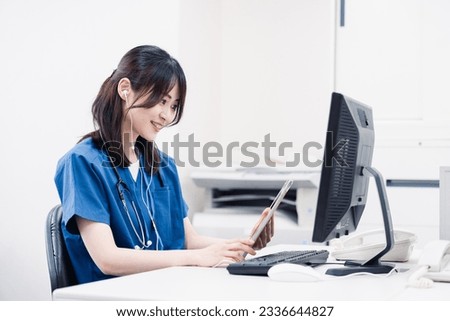 Medical staff doing clerical work