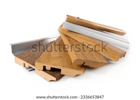 baseboard, skirting samples isolated on white background Royalty-Free Stock Photo #2336653847