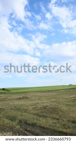 landscape nature summer sky green grass field background