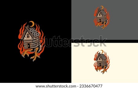 house and flames vector mascot design