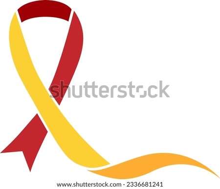 Red yellow awareness ribbon to show support for people with Hepatitis. July 28.