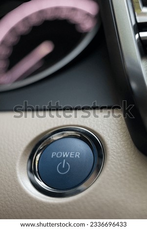 power button or engine start and stop button in modern car, on and off switch