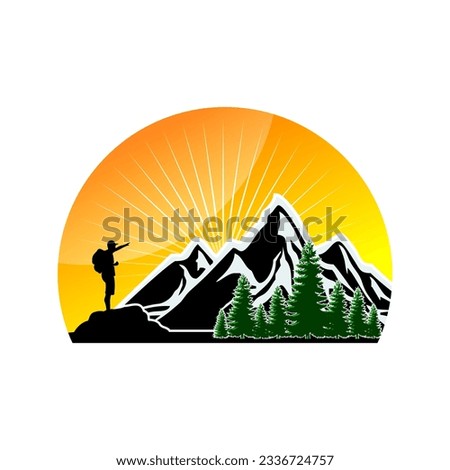 logo illustration of a climber looking at the mountain