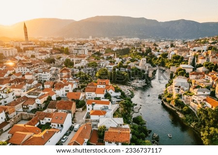Historical Mostar Bridge known also as Stari Most or Old Bridge in Mostar, Bosnia and Herzegovina Royalty-Free Stock Photo #2336737117