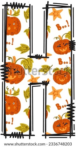 Halloween Alphabet Letter Illustration, Horror Decorated Letter Design.