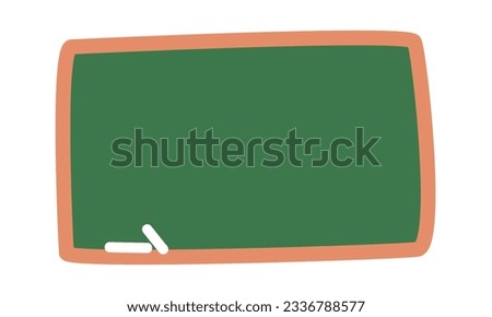 Simple chalkboard clipart. Cute green chalkboard or blackboard flat vector illustration cartoon style hand drawn. Students, classroom, school supplies, back to school concept