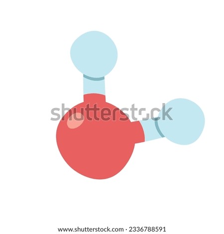 H2O water molecule clipart. Water molecule model, H2O chemical formula flat vector illustration clipart cartoon style, hand drawn doodle. Chemistry classroom, school supplies, back to school concept Royalty-Free Stock Photo #2336788591